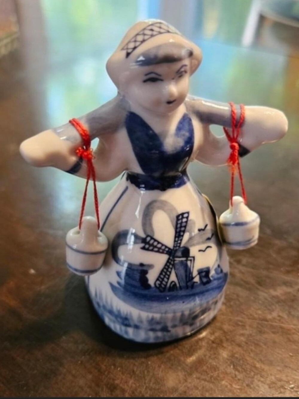Blue and White Delft-Style Ceramic Dutch Girl Figurine Accent